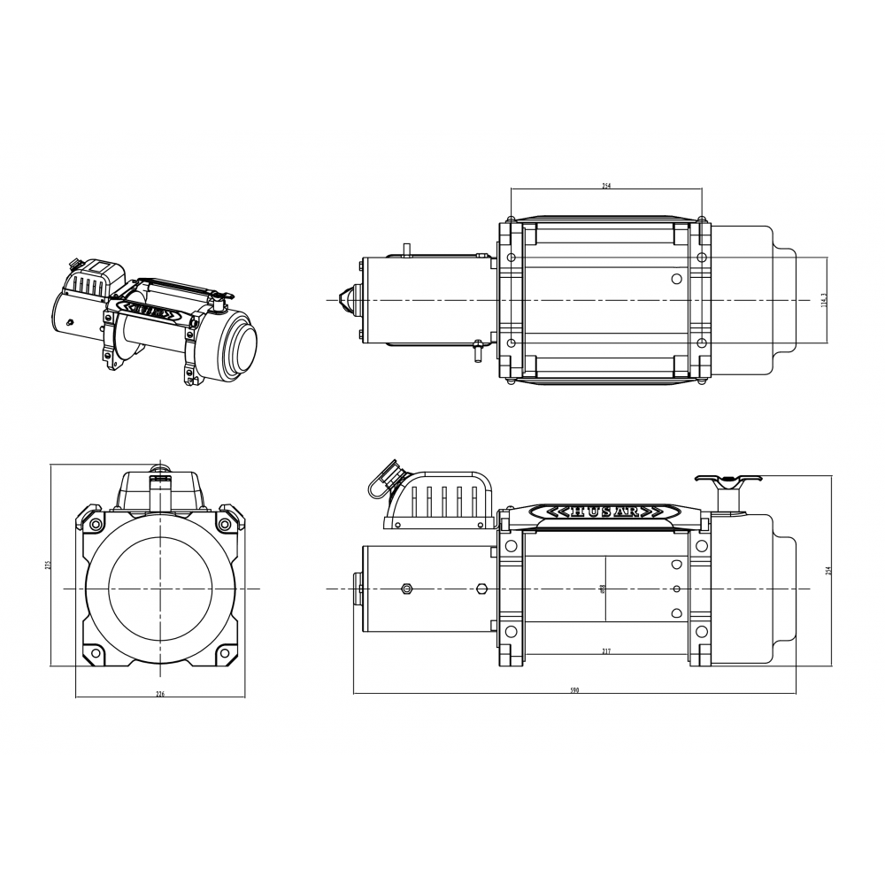 Βίντσι Ηλεκτρικό με Συνθετικό Σχοινί BST S 16500lbs 12V Husar Winch