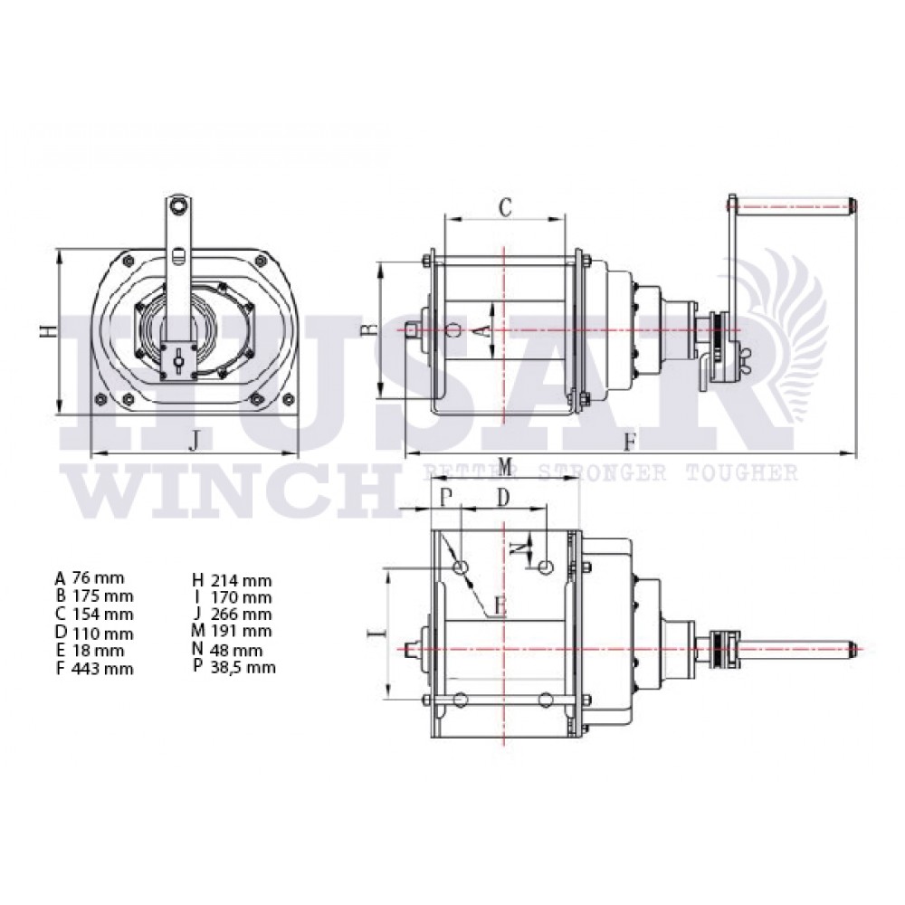 Βίντσι Χειρός 1T Husar Winch