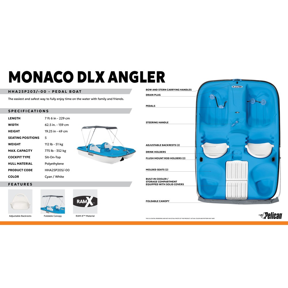 Ποδήλατο Θαλάσσης Μπλε Monaco DLX Angler Pelican